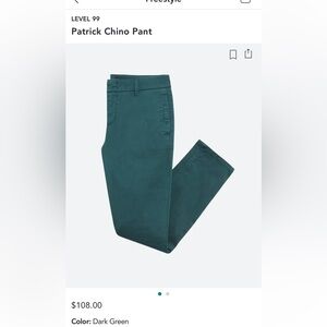 Level 99 Patrick Chino Pant Green Size 12